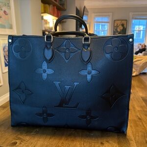 Faux Louis Vuitton Black Embossed Monogram Tote